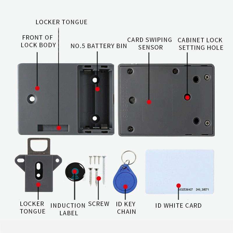 T3 ABS Magnetic Card Induction Lock Invisible Bilateral Open Cabinet Door Lock (Grey)