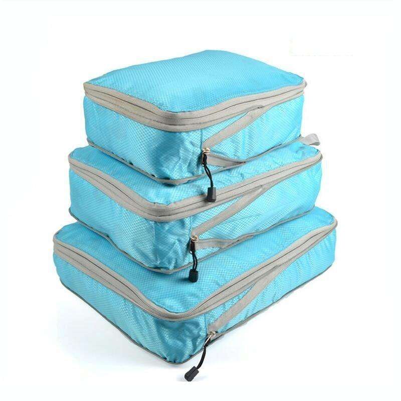 3 PCS/Set Travel Waterproof Compression Clothes Storage Bag(Blue Without Net)