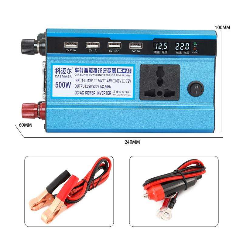 Carmaer 24V to 220V 500W Double Cigarette Lighter Car Double Digital Display Inverter Household P...