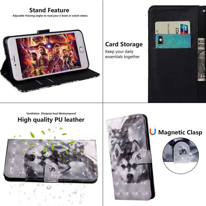 For Xiaomi Redmi 10C Global 3D Painted Pattern Leather Phone Case(Husky)