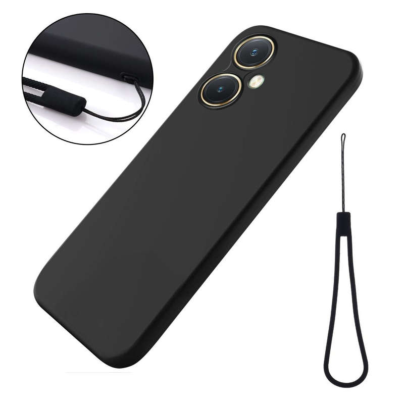 For vivo Y27 4G Pure Color Liquid Silicone Shockproof Phone Case(Black)