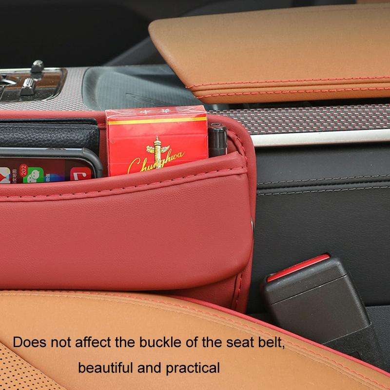 Car Gap Storage Box Seat Decoration Seat Filler Organizer(Wine Red)
