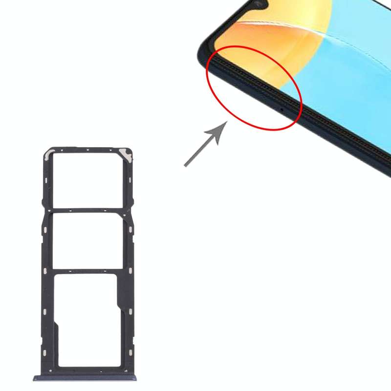 For OPPO A15 CPH2185  SIM Card Tray + SIM Card Tray + Micro SD Card Tray (Black)