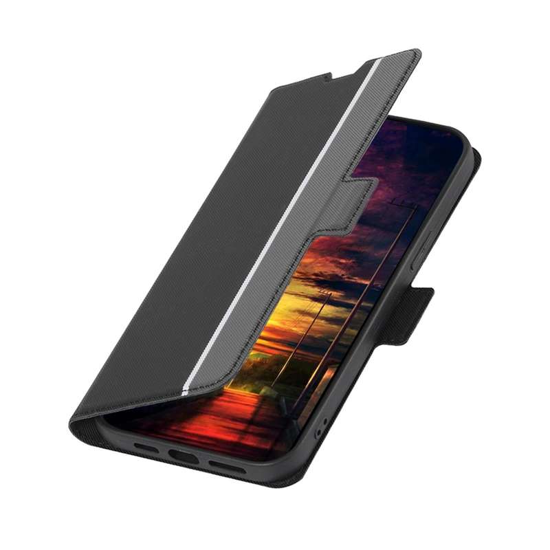 For Samsung Galaxy A80 Twill Texture Side Button Leather Phone Case(Black)