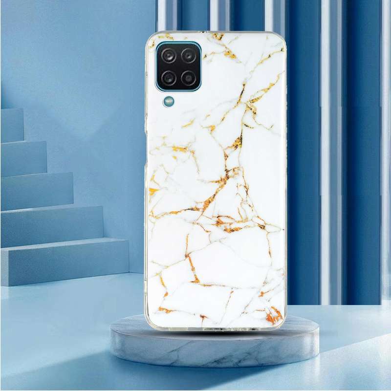 For Samsung Galaxy A12 5G IMD Marble Pattern TPU Phone Case(White)