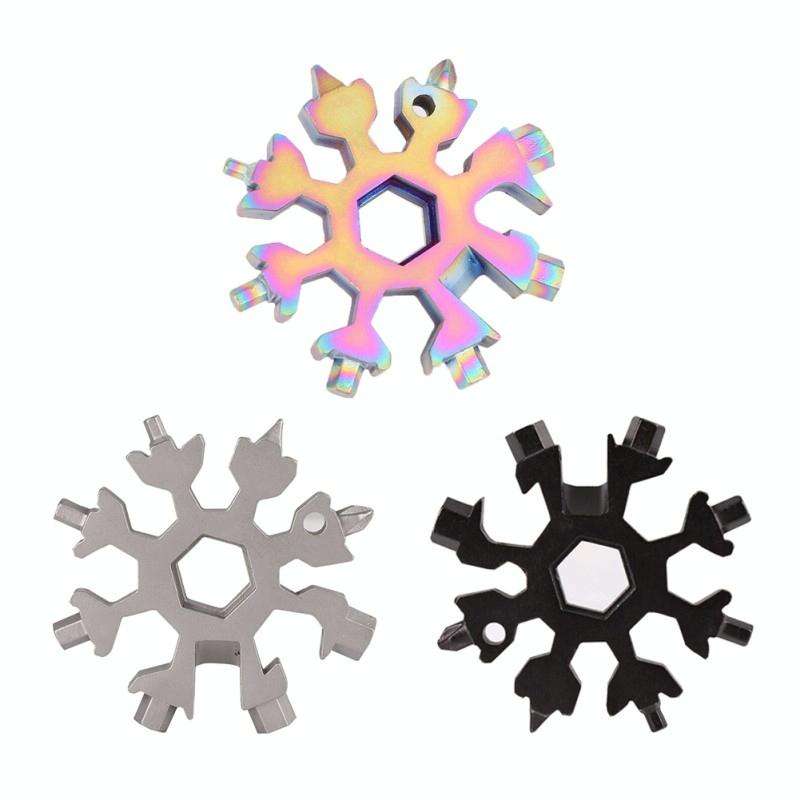 18-in-1 Multi-tool Portable Outdoor Octagonal Snowflake EDC Tool Wrench Mini Screwdriver(White)