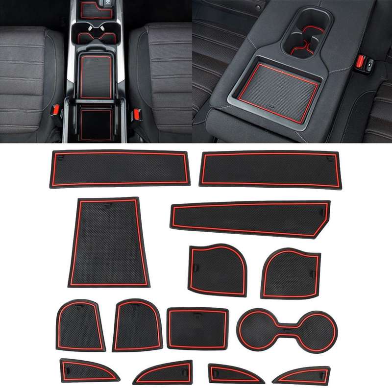 Car Water Cup Gate Slot Mats Plastic Red Anti-Slip Interior Door Pad for Mazda CX-3 2018
