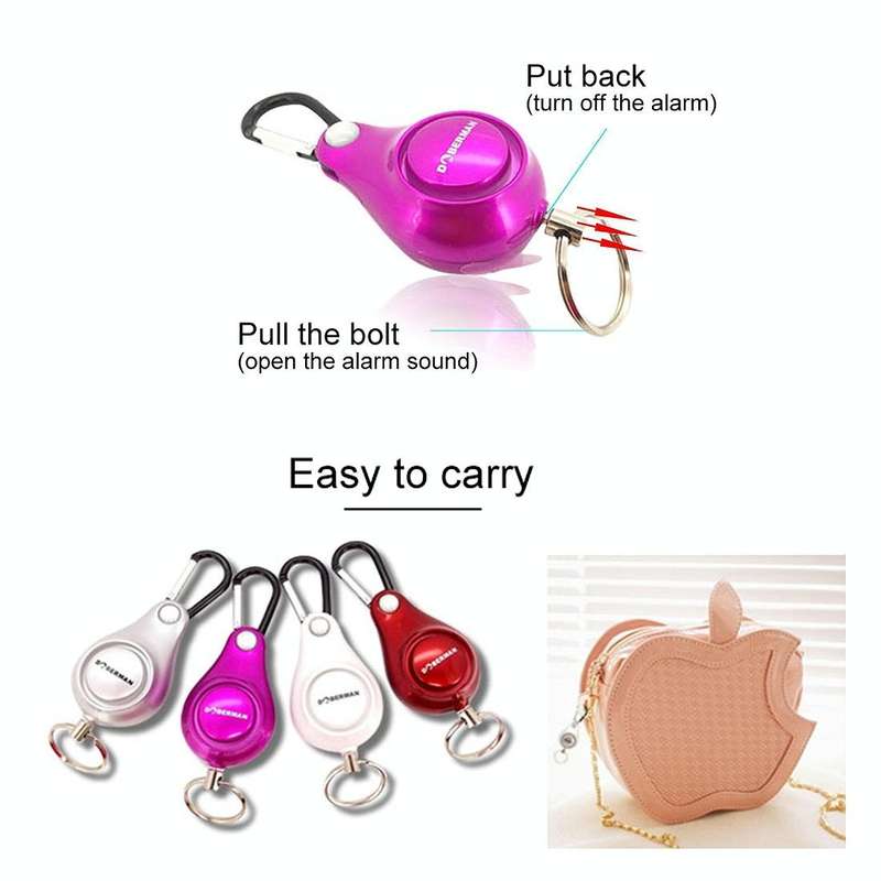 DOBERMAN Key-chain Personal Security Alarm Pull Ring Triggered Anti-attack Safety Emergency Alarm...