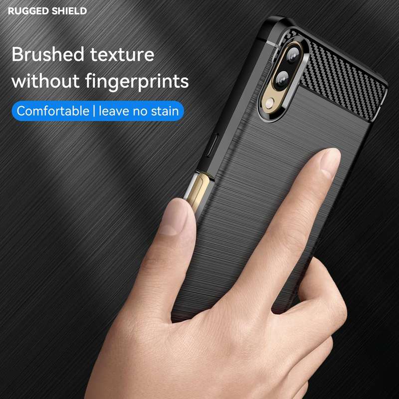 For Sony Xperia L3 Brushed Texture Carbon Fiber TPU Phone Case(Black)