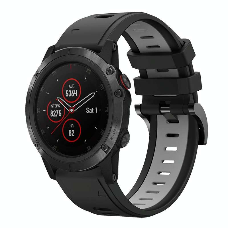 For Garmin Fenix 5X Sapphire 26mm Two-Color Sports Silicone Watch Band(Black+Grey)