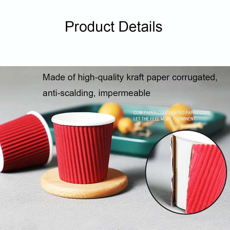 100 PCS 8oz Corrugated Cowhide Thickened kraft Paper Corrugated Coffee Cup