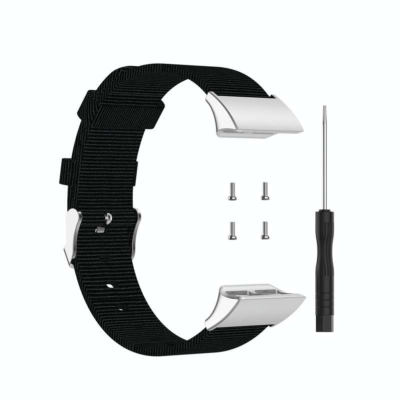 For Garmin Forerunner 35 / 30 Universal Nylon Canvas Watch Band(Black)