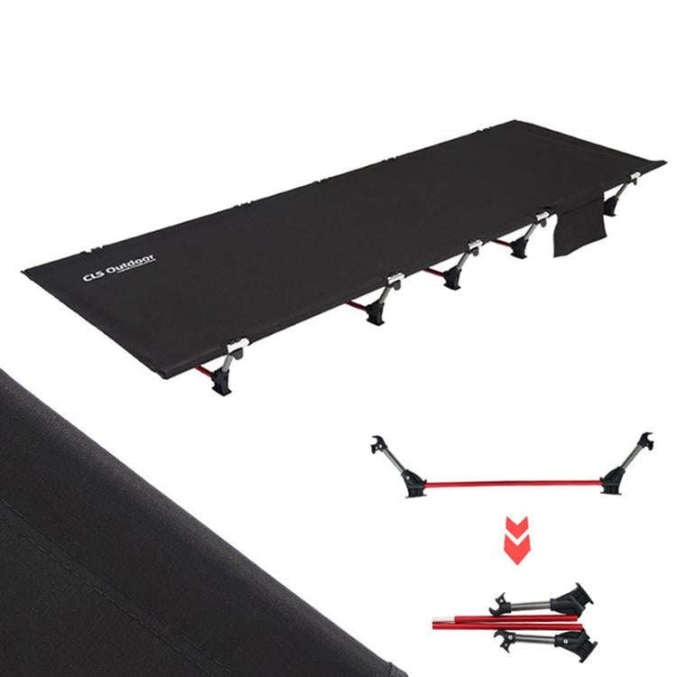 CLS Ultra-Light Outdoor Camping Bed Aluminum Alloy Portable Lunch Break Folding Bed(Black)