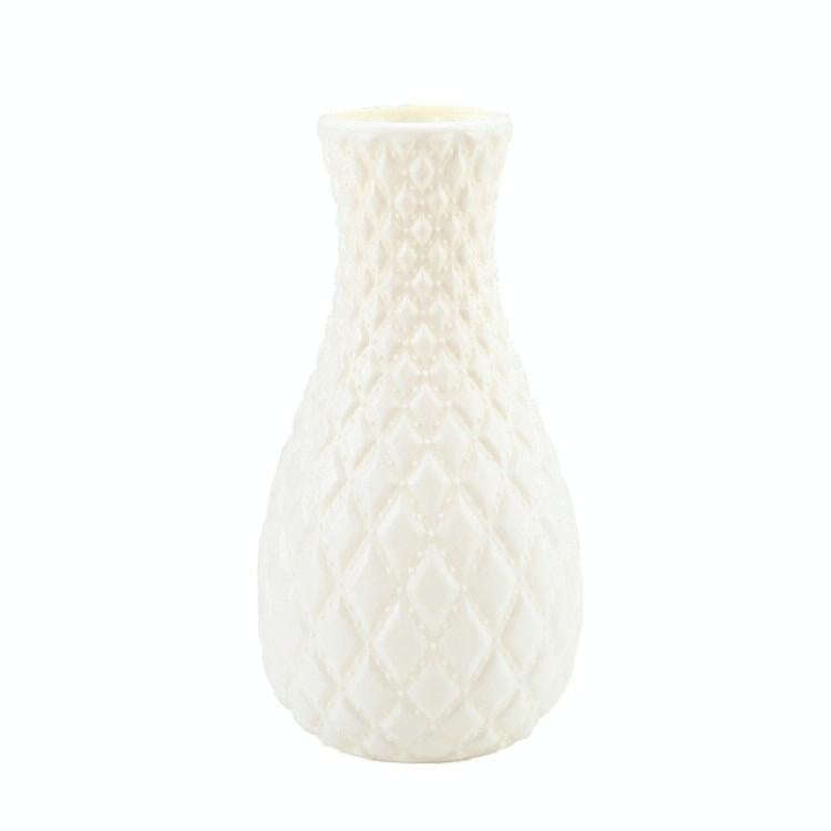 Dry and Wet Flower Arrangement Container Hydroponic Plastic Vase Home Desktop Furnishings(Milk Wh...