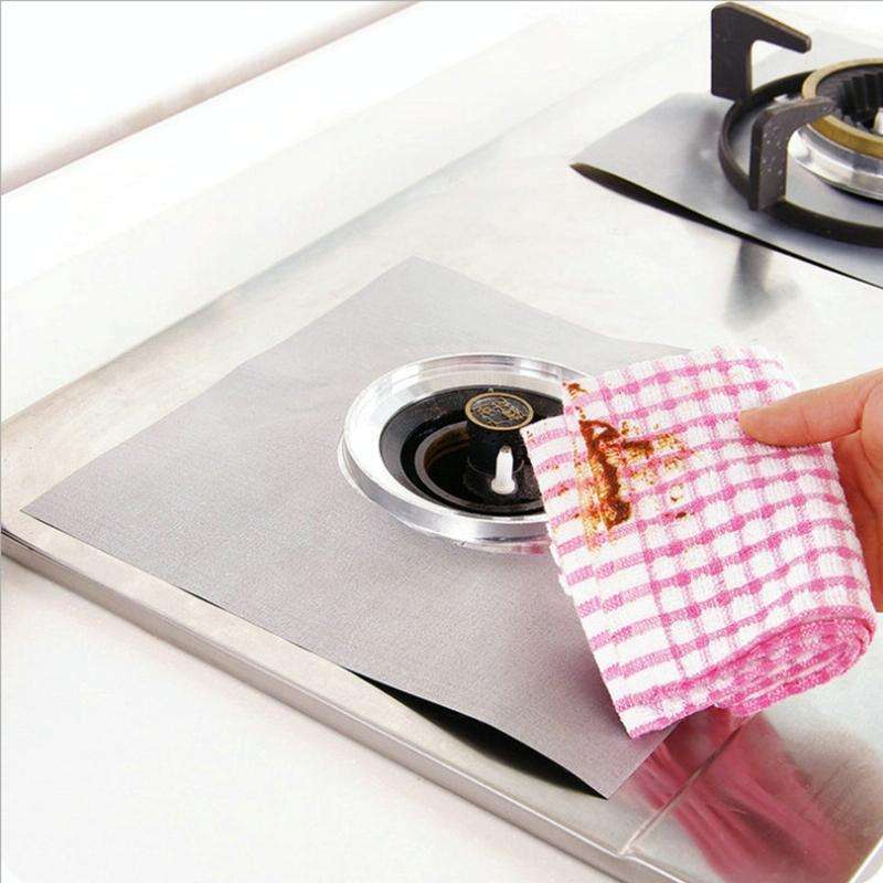 4 PCS Gas Furnace Surface Ultra-thin Fibre Material Stovetop Protective Cleaning Pad, Size: 27*27...