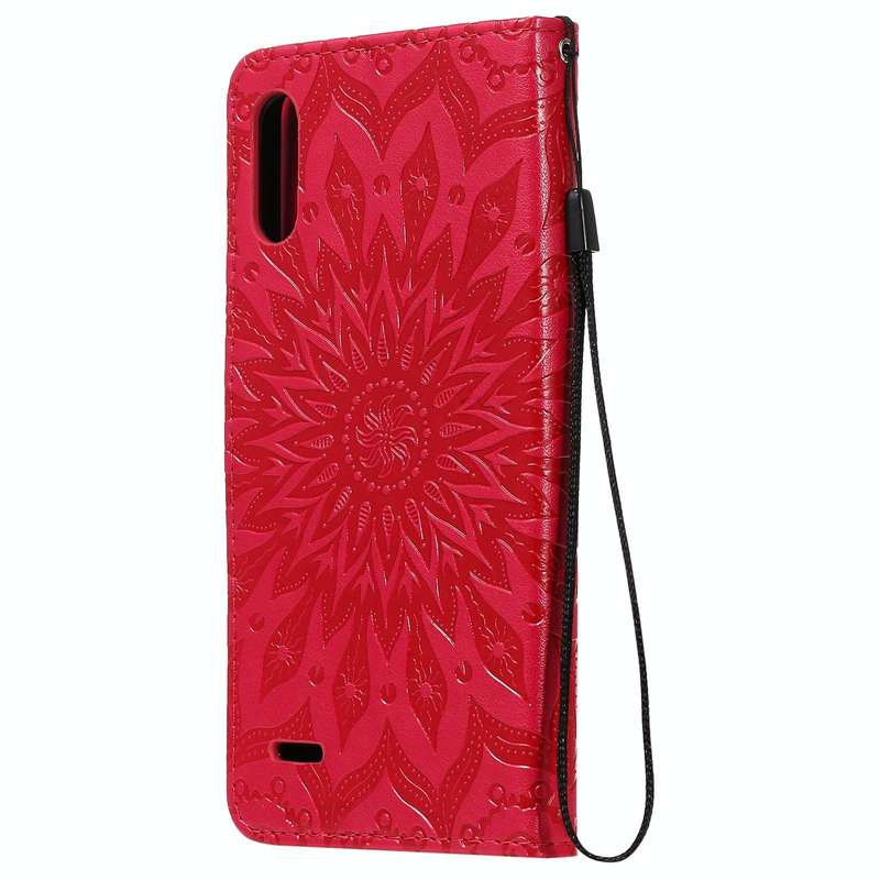 For LG K22 / K22 Plus Sun Embossing Pattern Horizontal Flip Leather Case with Card Slot & Holder ...