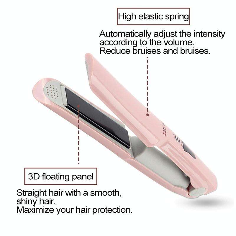 Wireless Mini USB Rechargeable Hair Straightener Hair Curler Double Purpose Hair Splint(White)