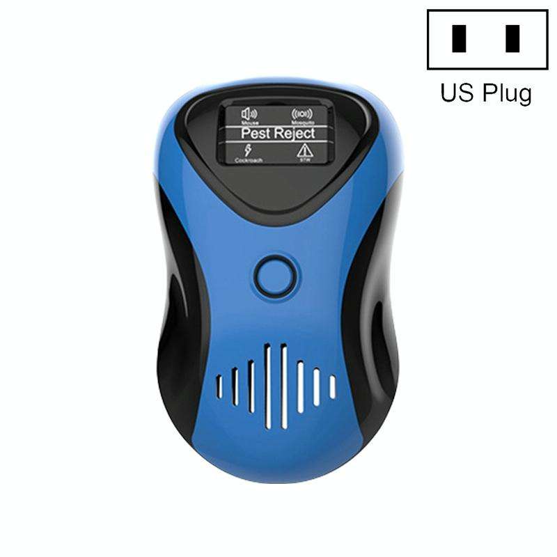Ultrasonic Mouse Repeller Energy-Saving Silent Insect Repeller, Plug Type:US Plug(Blue Black)