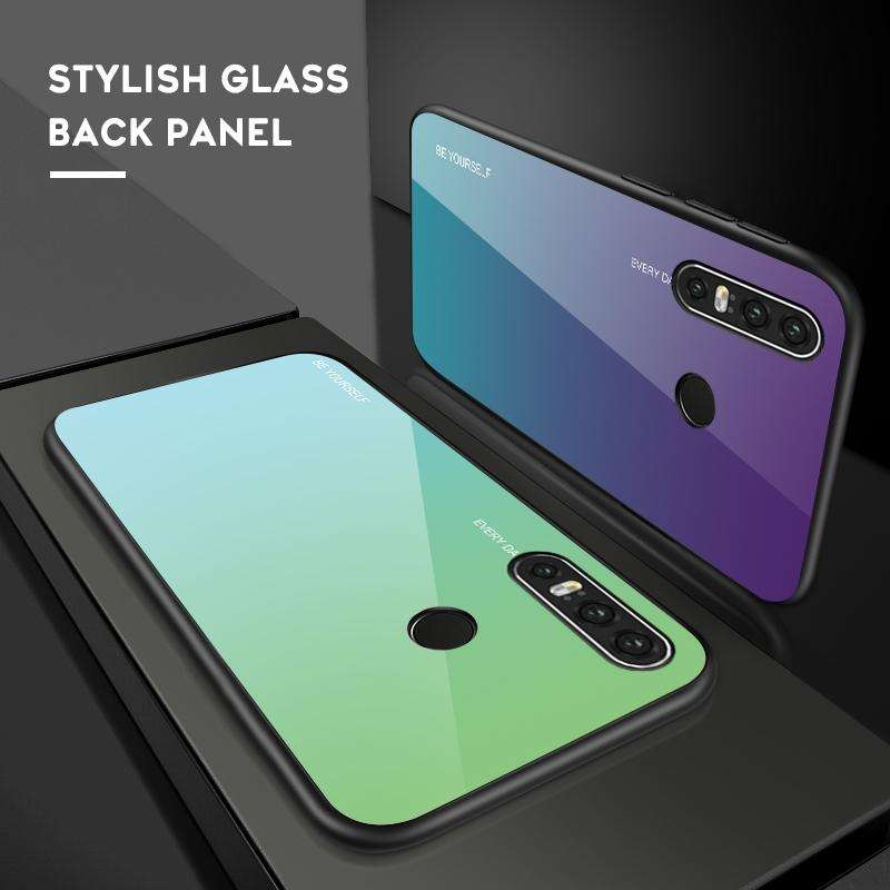 For Huawei P30 Lite Gradient Color Glass Case(Blue)