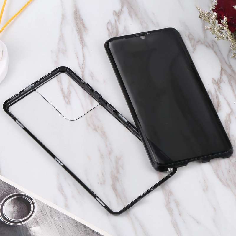 For Samsung Galaxy S21 Ultra 5G Anti-peeping Magnetic Double-sided Tempered Glass Phone Case(Black)