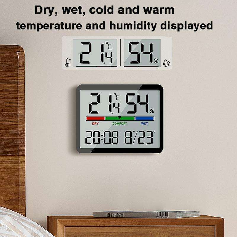 Magnetic LCD Digital Aalarm Clock Large Screen With Temperature Humidity Display(9905 White)