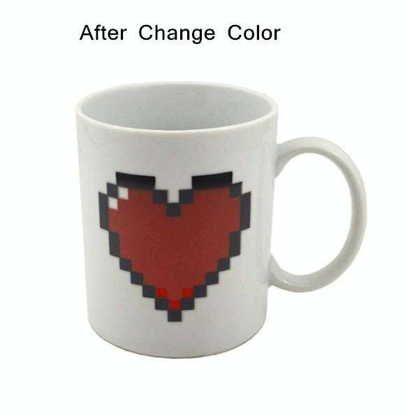 Creative Heart Magic Temperature Changing Cup Color Changing Chameleon Mugs Heat Sensitive Coffee...
