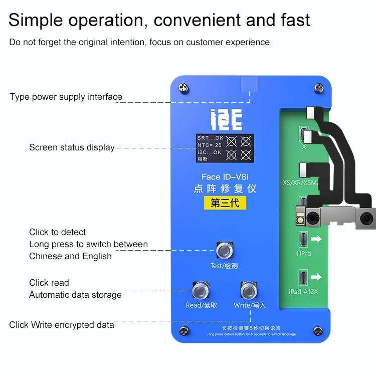 i2C IFace-V8i 3rd Face ID Dot Matrix Projection Repair Programmer With Flex Cable For iPhone X-12...