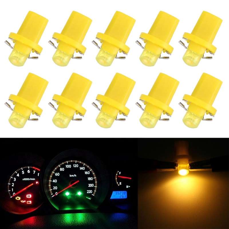10 PCS 0.4W B8.5 Wedge Instrument Panel COB LED Light Dashboard Gauge Cluster Indicator Lamp Bulb...
