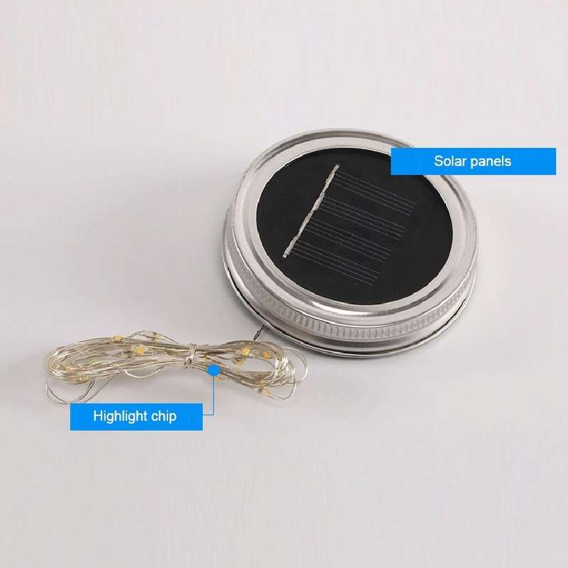 10 LEDs Solar Energy Mason Bottle Cap Pendent Lamp Outdoor Decoration Garden Light, Not Include B...