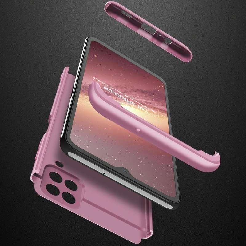 For Samsung Galaxy A12 GKK Three Stage Splicing Full Coverage PC Case(Rose Gold)