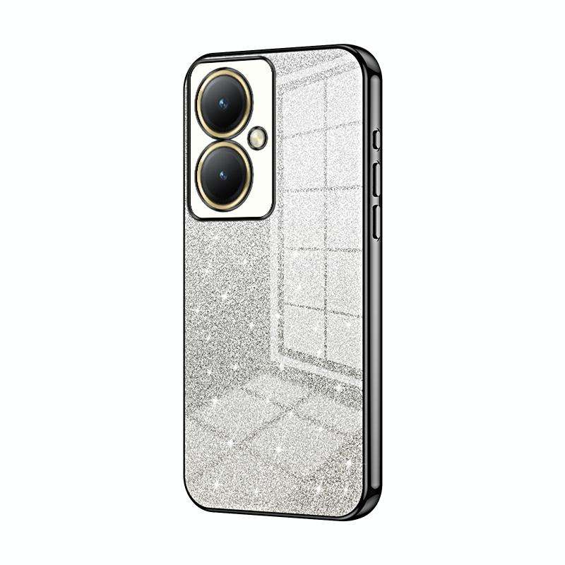 For vivo Y35M+ / Y35+ / Y27 4G Gradient Glitter Powder Electroplated Phone Case(Black)