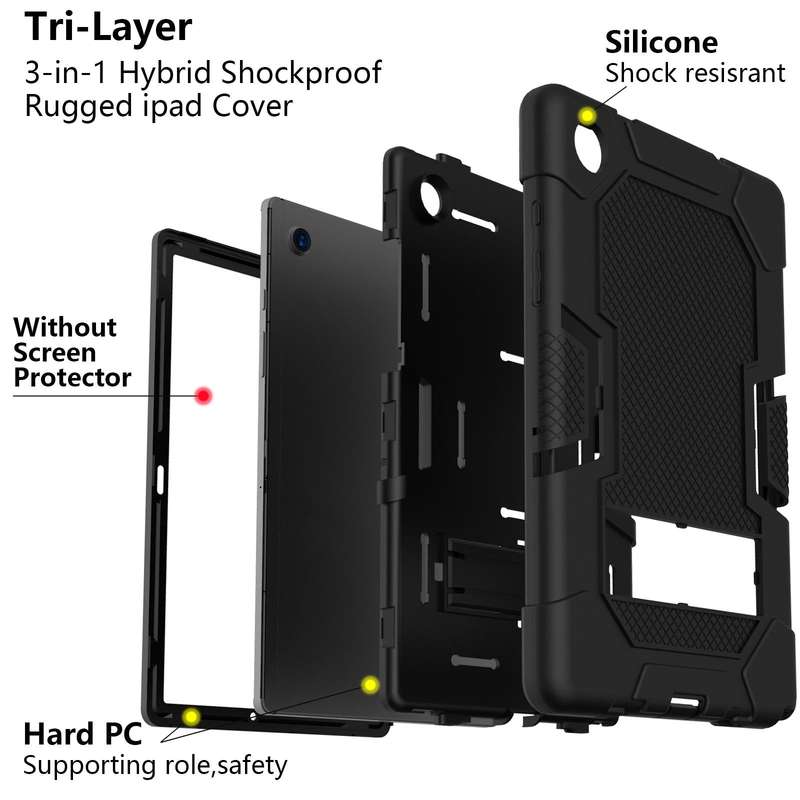 For Samsung Galaxy Tab A8 10.5 2021 X200 Contrast Color Robot Silicone + PC Tablet Case(Black)