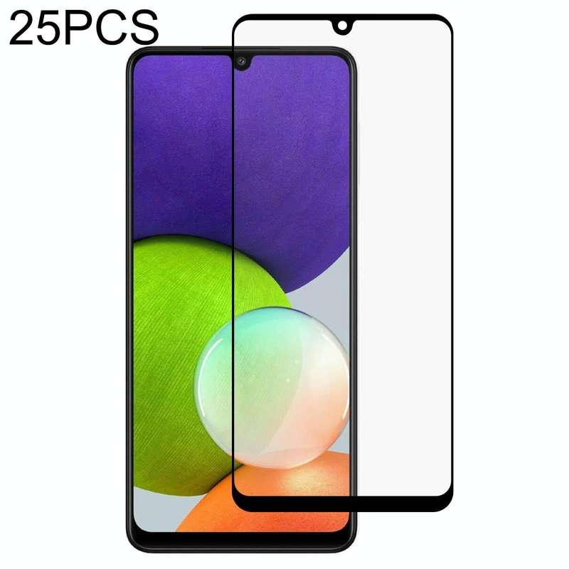 For Samsung Galaxy A22 4G 25 PCS Full Glue Full Screen Tempered Glass Film