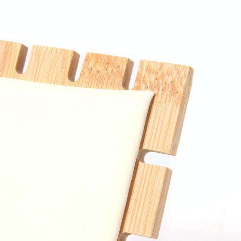 Bamboo Wood L Shape 5 Slot Jewelry Display Stand(Beige Deer Fleece)