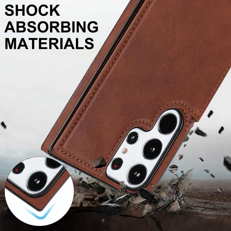 For Samsung Galaxy S23 Ultra 5G Cross-body Square Double Buckle Flip Card Bag TPU+PU Case(Brown)