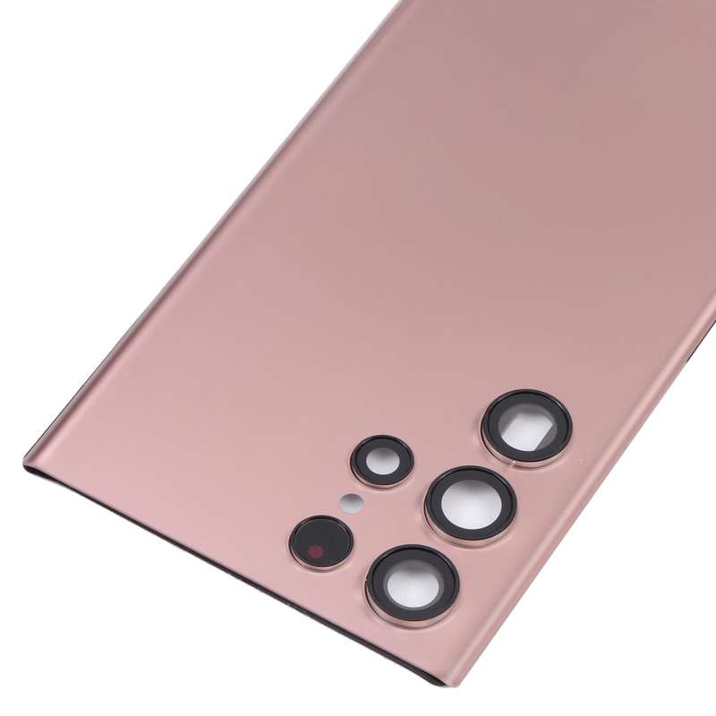 For Samsung Galaxy S22 Ultra 5G SM-S908B Battery Back Cover with Camera Lens Cover (Pink)