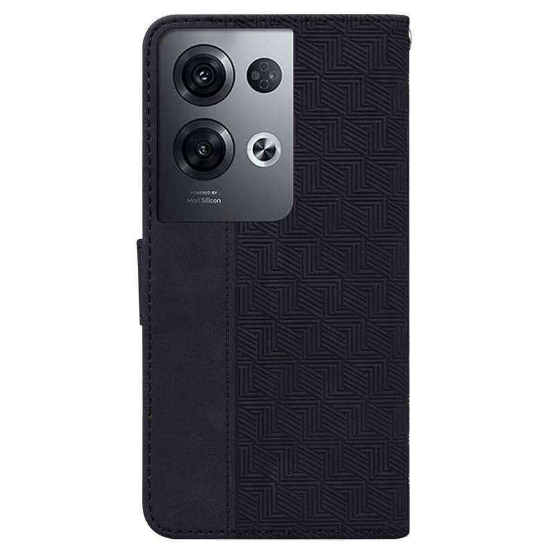 For OPPO Reno8 Pro Geometric Embossed Flip Leather Phone Case(Black)
