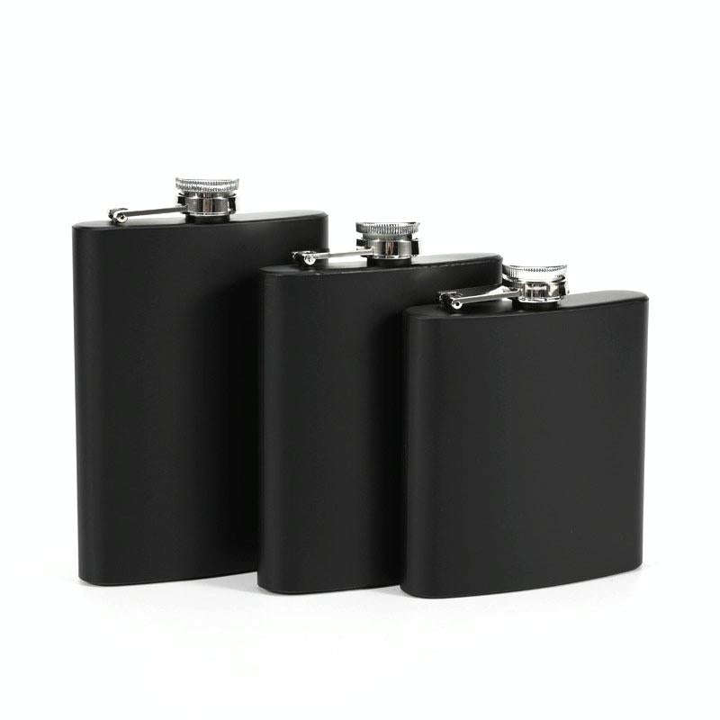 7oz 304 Stainless Steel Matte Black Paint Flagon Whiskey Vodka Wine Pot Hip Flask