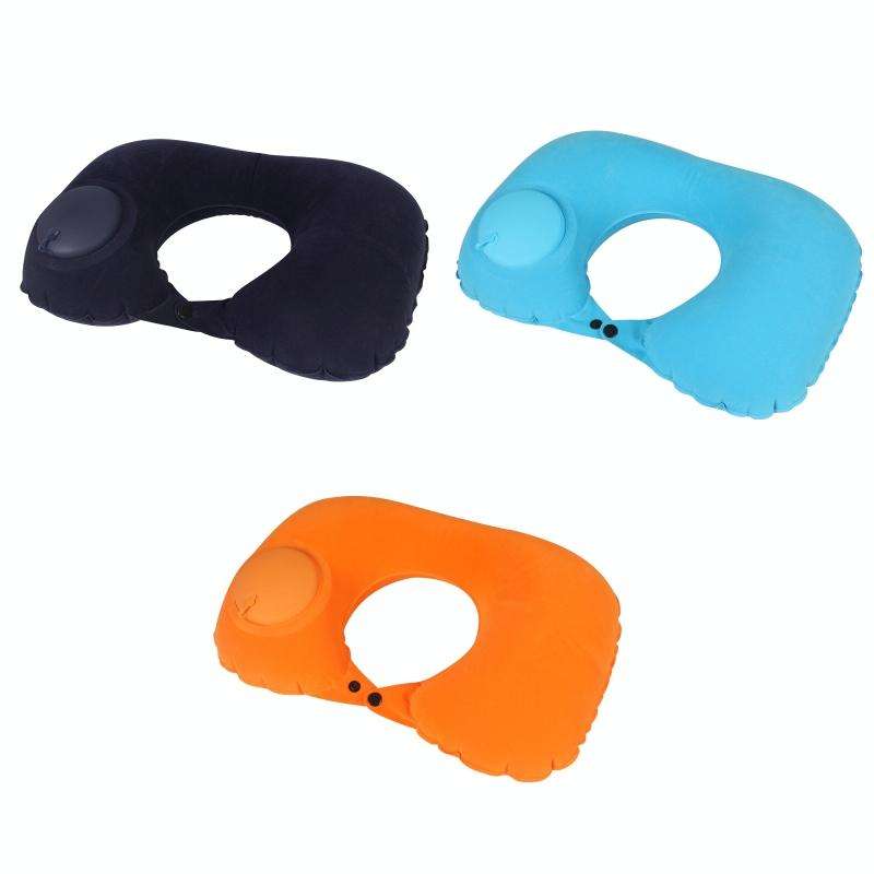 Travel Inflatable Press U-Shaped Neck Guard Pillow, Colour: Flocked U009-070Orange