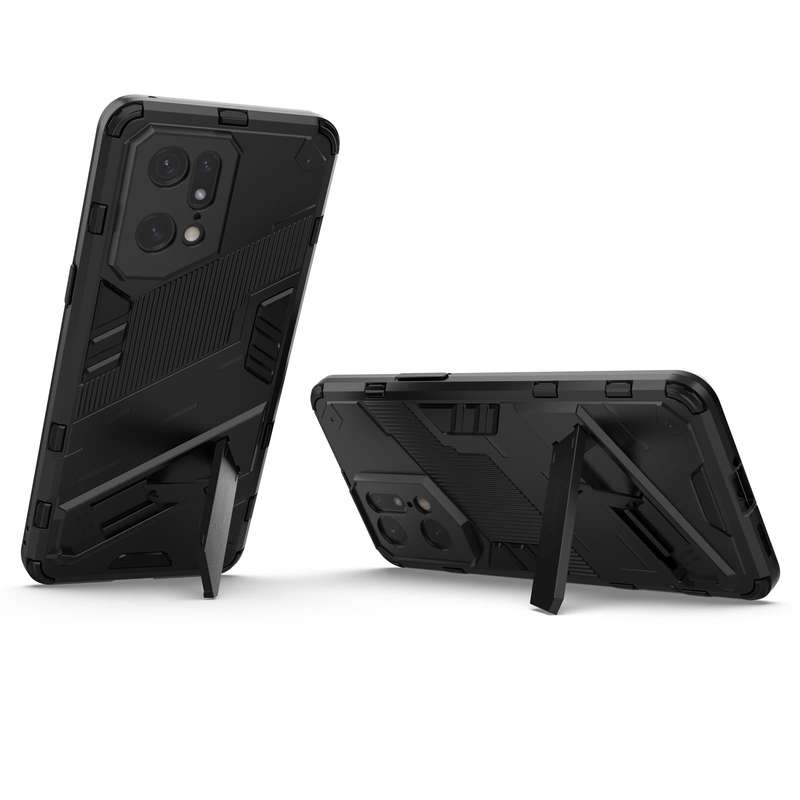 For OPPO Find X5 Pro Punk Armor 2 in 1 PC + TPU Shockproof Phone Case with Invisible Holder(Black)