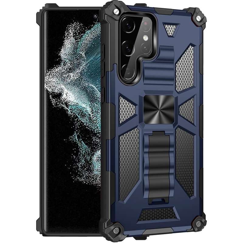For Samsung Galaxy S22 Ultra 5G Armor Shockproof TPU + PC Magnetic Protective Phone Case with Hol...