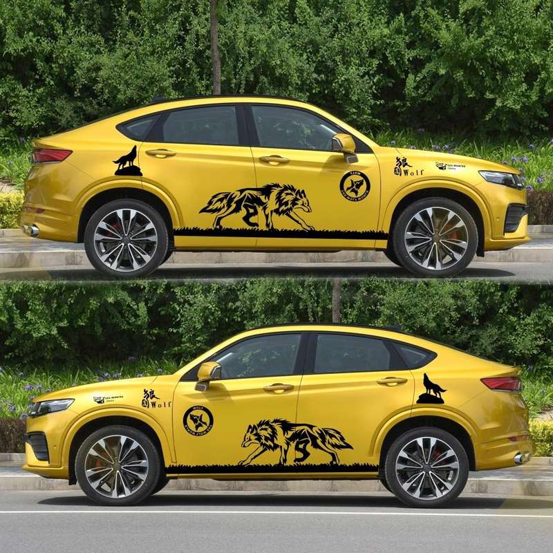 2 PCS/Set D-180 Wolf Totem Pattern Car Modified Decorative Sticker(Black)