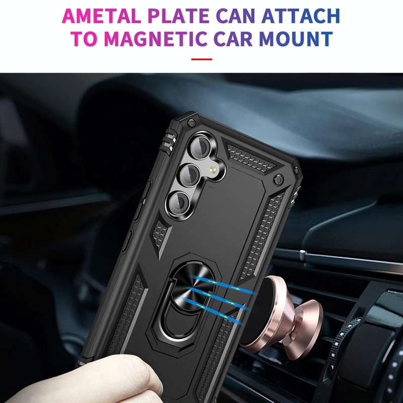 For Samsung Galaxy A54 Shockproof TPU + PC Phone Case with Holder(Black)