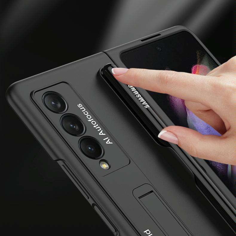 For Samsung Galaxy Z Fold3 5G GKK Ultra-thin PC Phone Flip Case with Holder & Pen Slot(Grey)