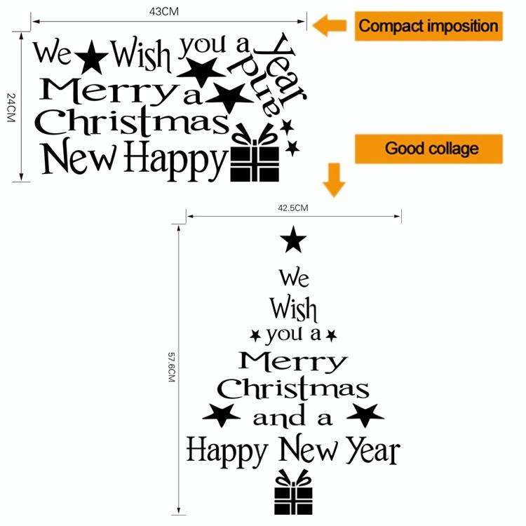 Blessing Christmas Tree Living Room Window Glass Door Removable Christmas Wall Sticker Decoration...