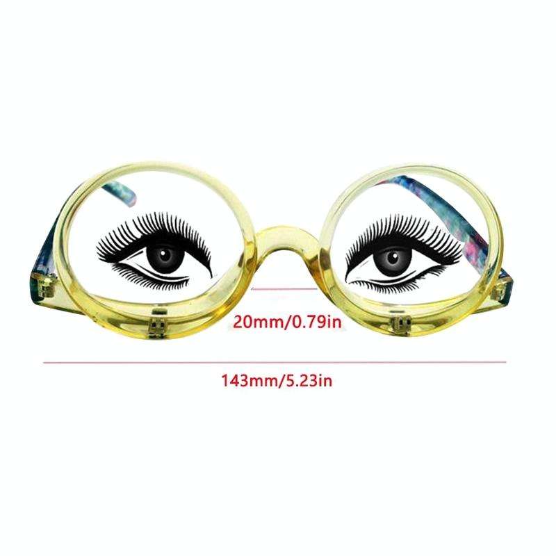 Makeup Magnifying Glass Presbyopic Glasses Flip Swivel Reading Glasses, Degree: +300(Wine Red)