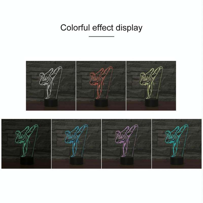 Black Base Creative 3D LED Decorative Night Light,16 Color Remote Control, Pattern:Karate