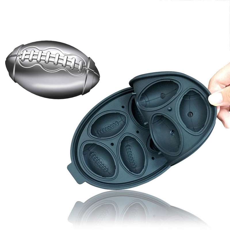 Rugby Shape 3D Ice Cube Mold Maker Bar Party Silicone Trays Chocolate Mold Kitchen Tool (Black)