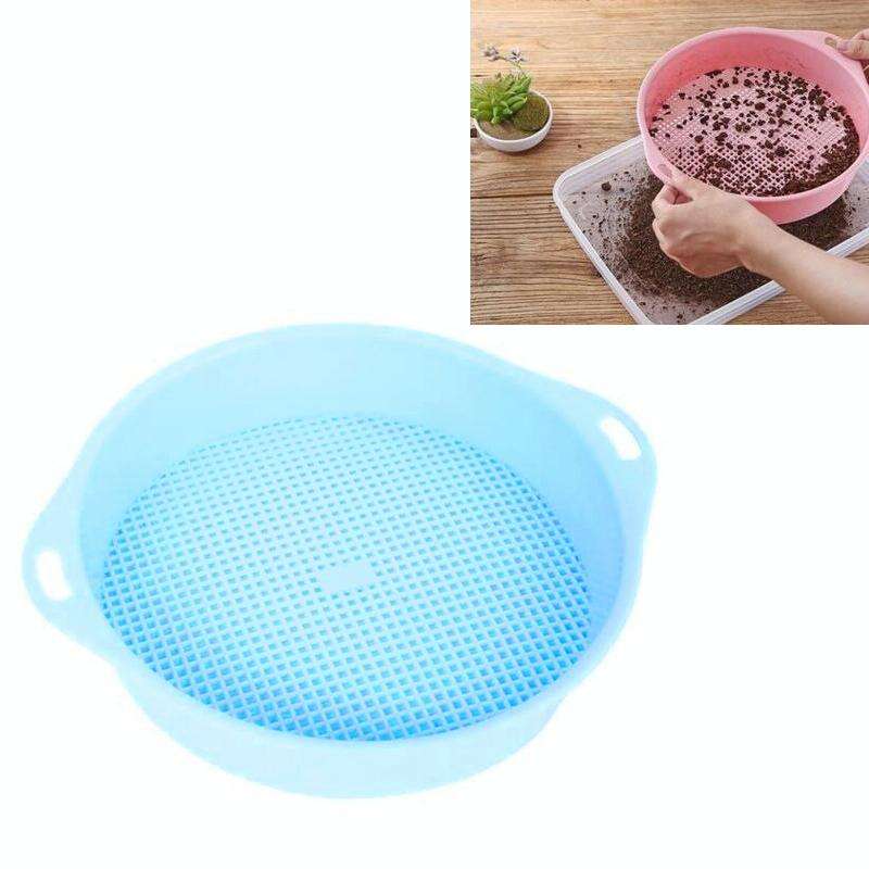Plastic Mesh Sieve Filter Gravel Stone Tool Soil Particle Sieve with Handrail Gardening Supplies(...