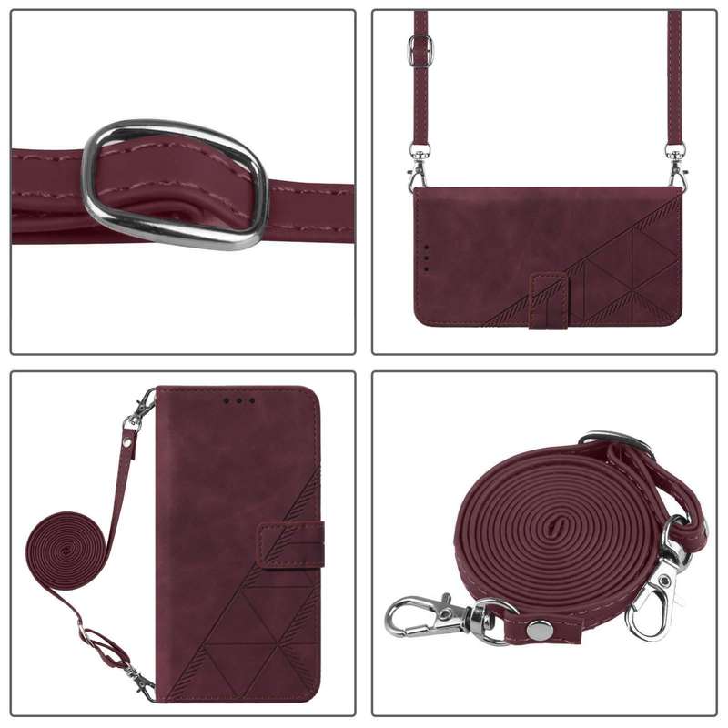 For Samsung Galaxy A73 5G Crossbody 3D Embossed Flip Leather Phone Case(Wine Red)